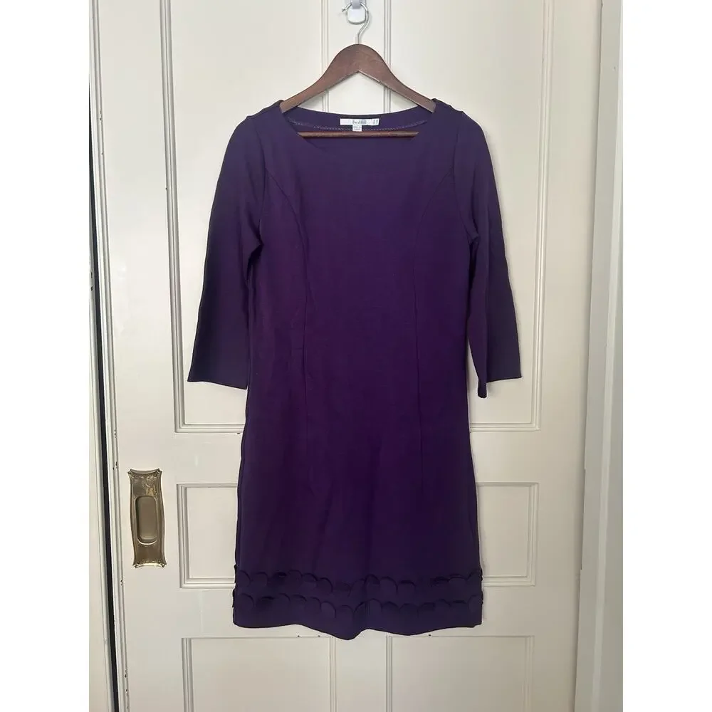 Boden Round Neck Sheath Dress Womens Size 8 Purple Classic Preppy Office